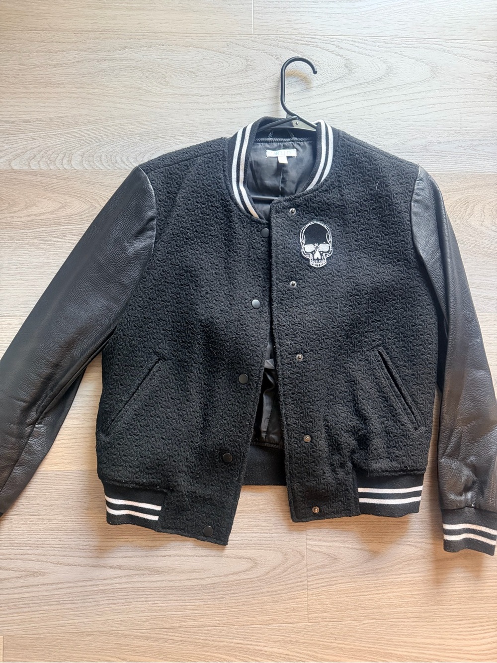 Abound Black Varsity Jacket with Leather Sleeves